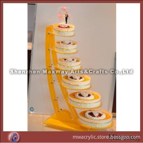 Yellow Finely Designed 6 Steps Lucite Leaf Cupcake Stand Rack
